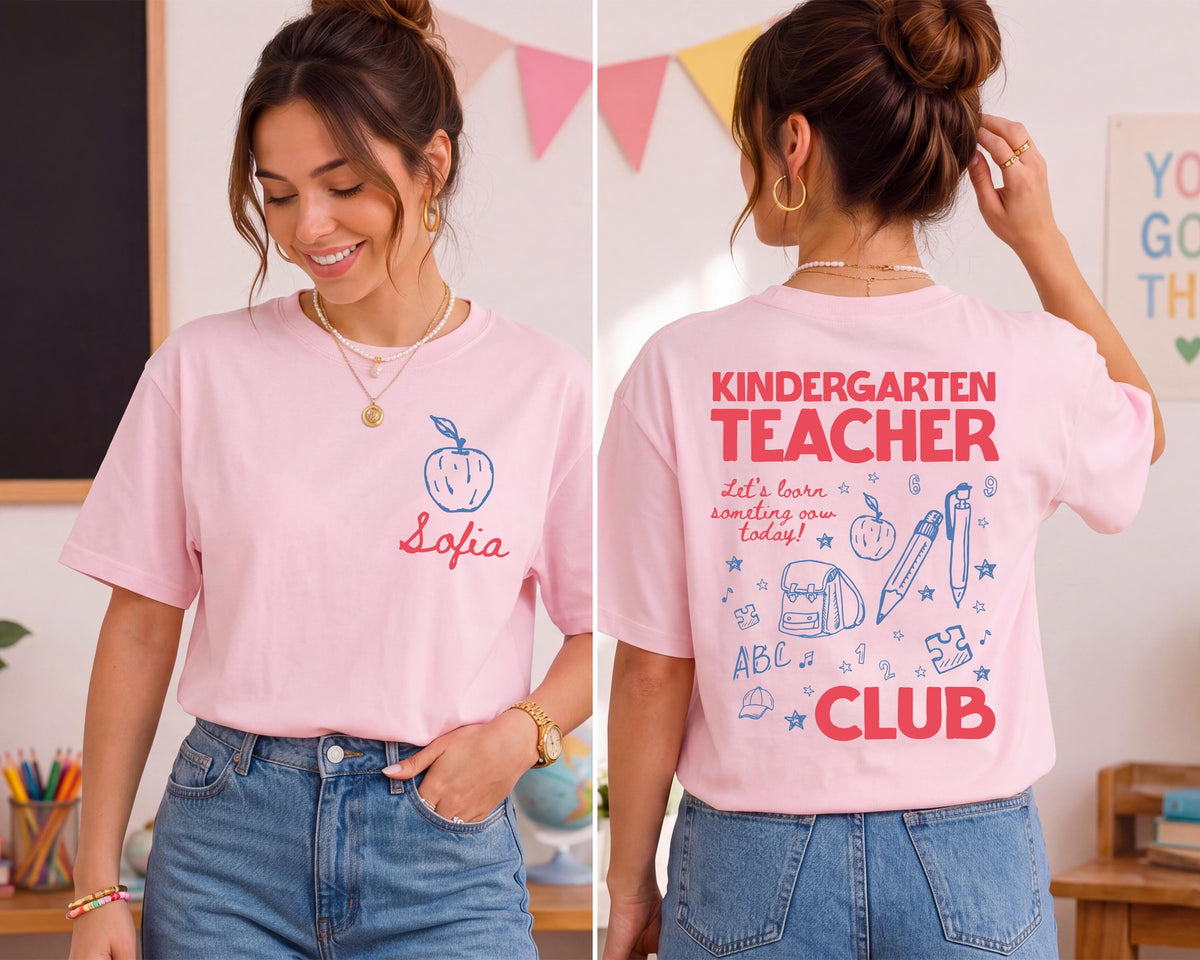 Custom Teacher Name T-Shirt, Kindergarten Back to School Tee, Teacher Appreciation Gift