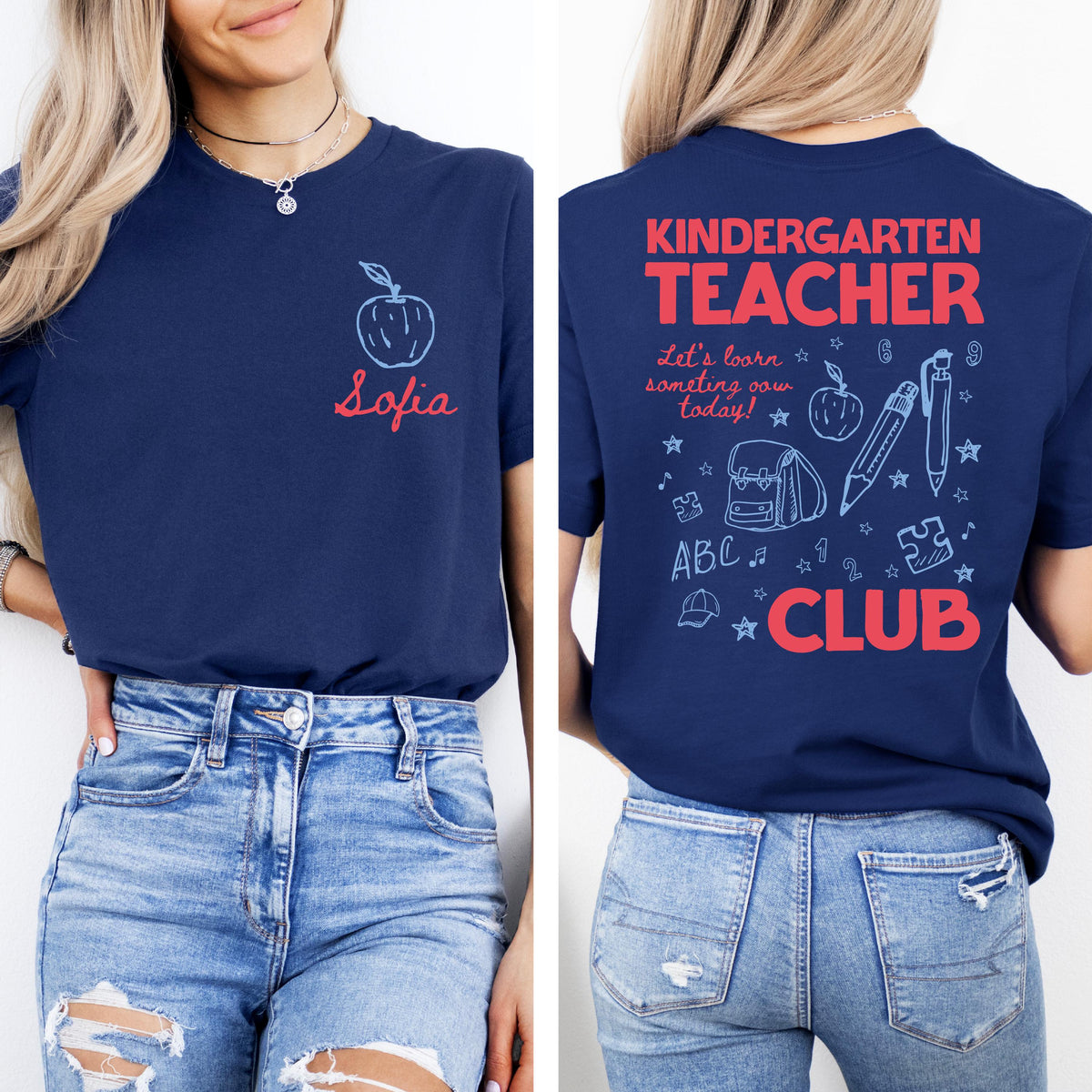 Custom Teacher Name T-Shirt, Kindergarten Back to School Tee, Teacher Appreciation Gift
