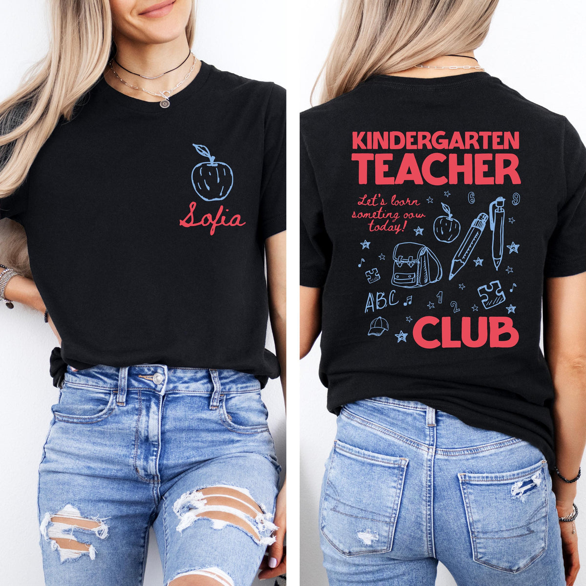 Custom Teacher Name T-Shirt, Kindergarten Back to School Tee, Teacher Appreciation Gift
