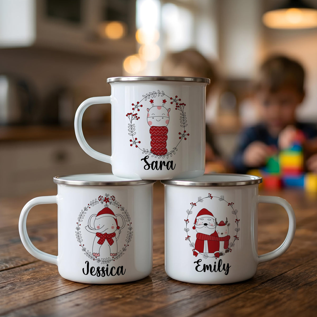Personalized Stainless Steel Winter Animals Mug, Custom Name Kids Adventure Cup