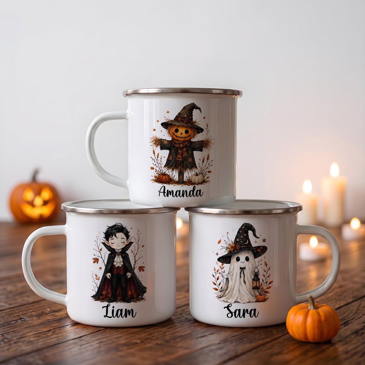 Personalized Halloween Camp Mug, Spooky Season Stainless Steel Cup, Custom Name Drinkware