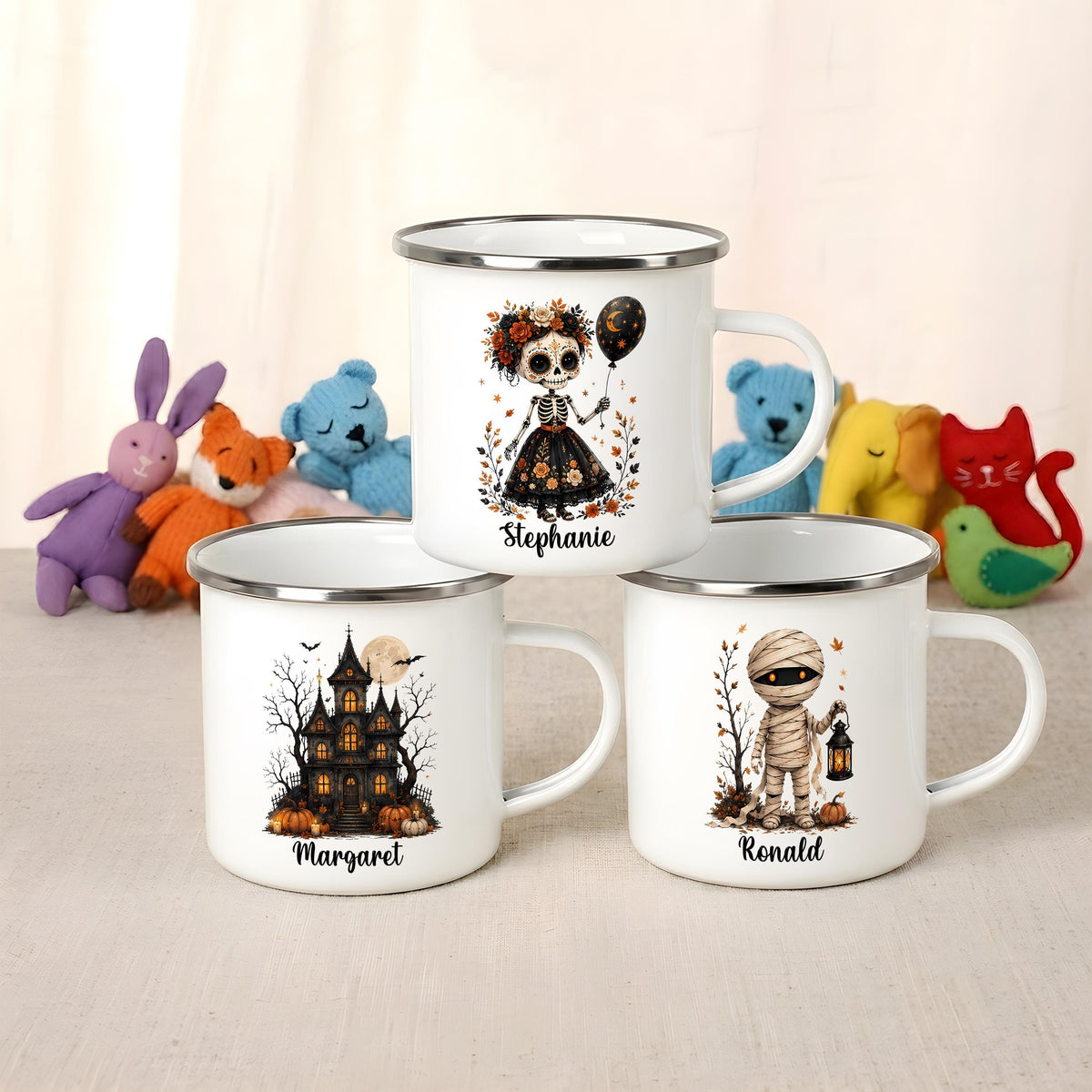 Personalized Halloween Camp Mug, Spooky Season Stainless Steel Cup, Custom Name Drinkware