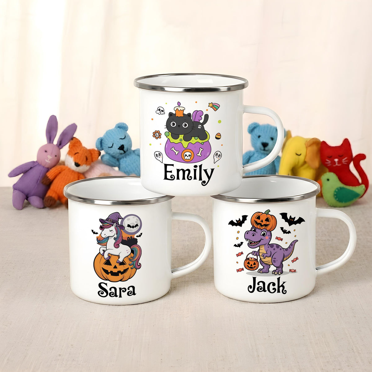 Personalized Spooky Season Enamel Kids Mug, Halloween Adventure Camp Cup