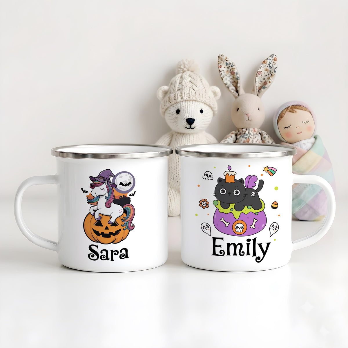 Personalized Spooky Season Enamel Kids Mug, Halloween Adventure Camp Cup