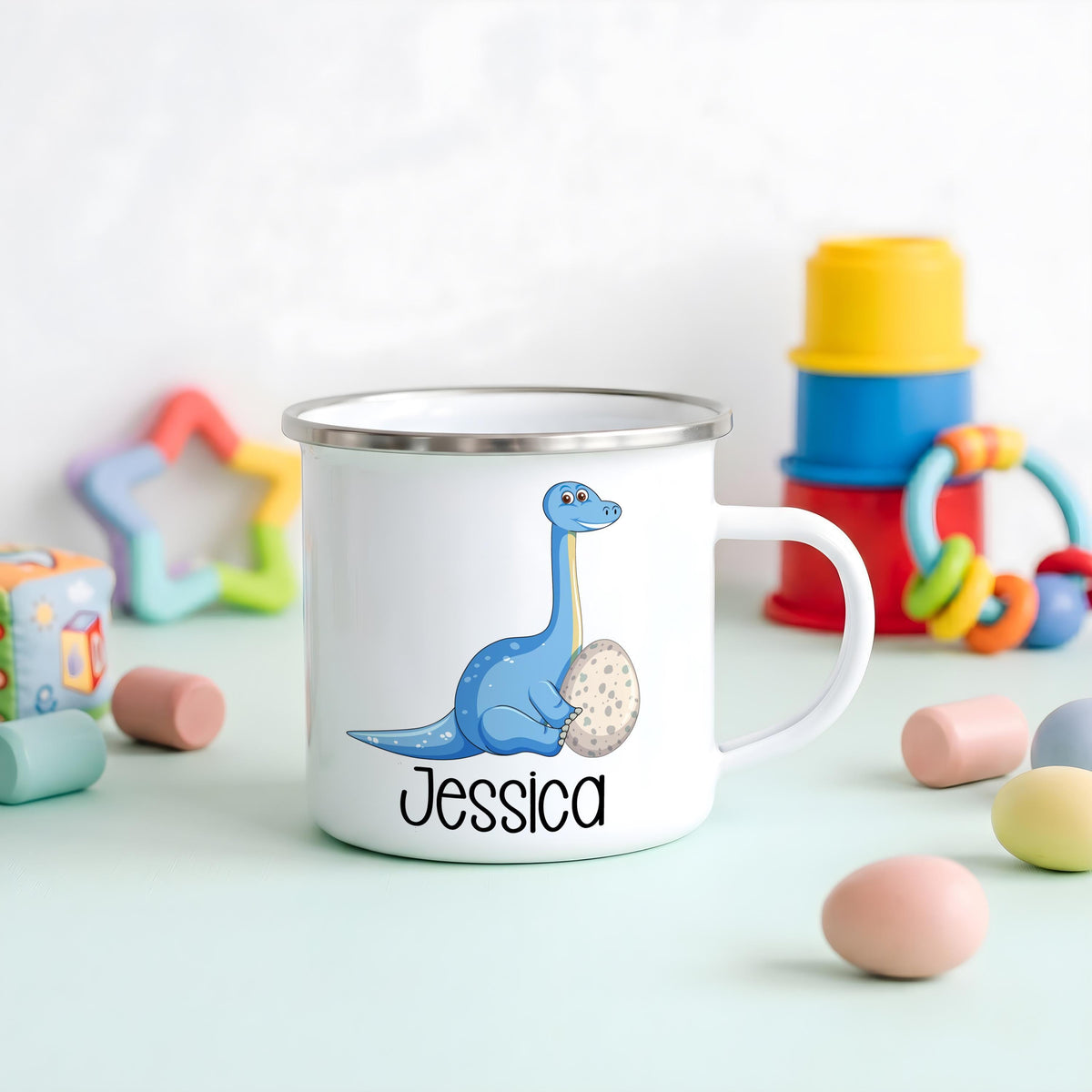 Personalized Dinosaur Steel Camp Mug, Kids Adventure Cup, Toddler Birthday Gift