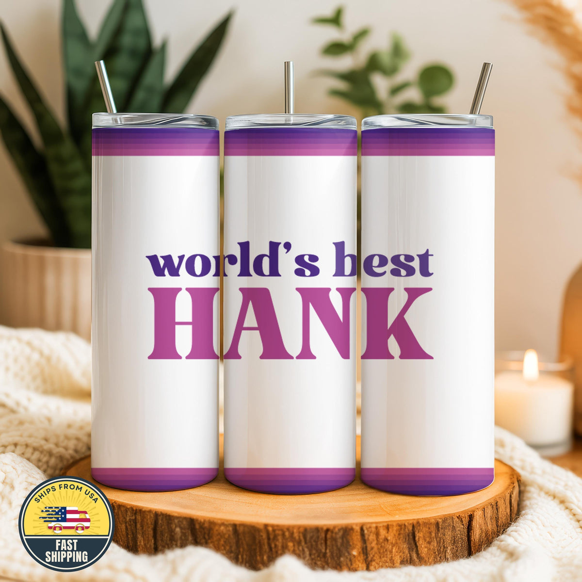 Personalized World's Best Tumbler, Custom Name Skinny Tumbler, Stainless Steel Cup