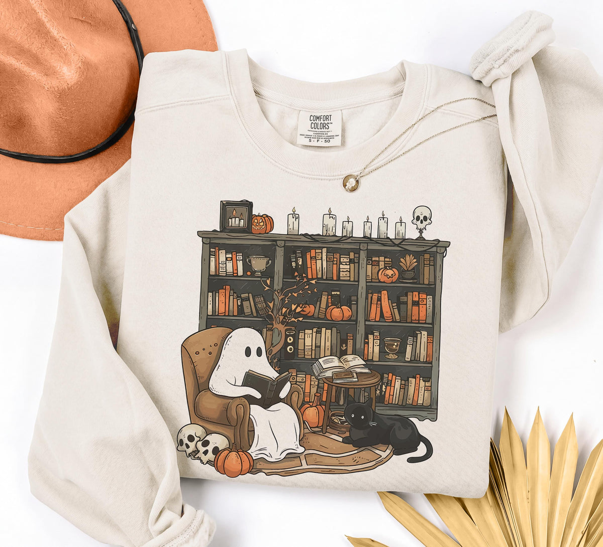 Halloween Teacher Comfort Colors Sweathirt, Bookish Halloween Sweater, Librarian Halloween Crewneck, Halloween Book Lover Sweathirt