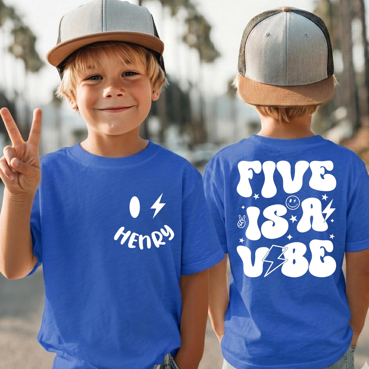 Five is a Vibe Shirt, Custom Fifth Birthday Tee, Birthday Kids Gift, 5th Birthday Party Tees