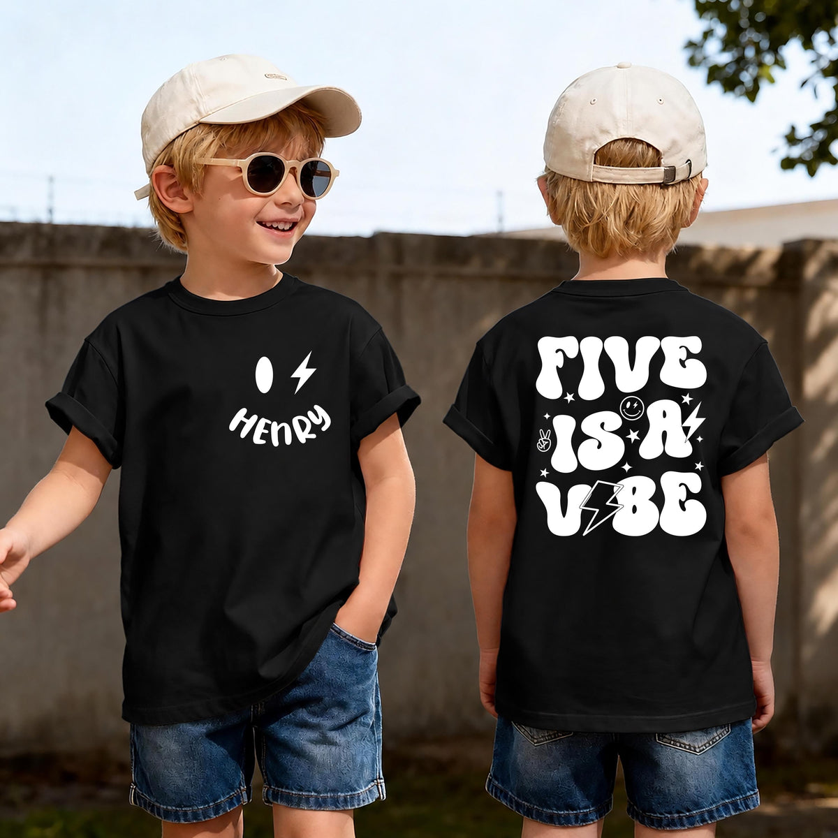 Five is a Vibe Shirt, Custom Fifth Birthday Tee, Birthday Kids Gift, 5th Birthday Party Tees