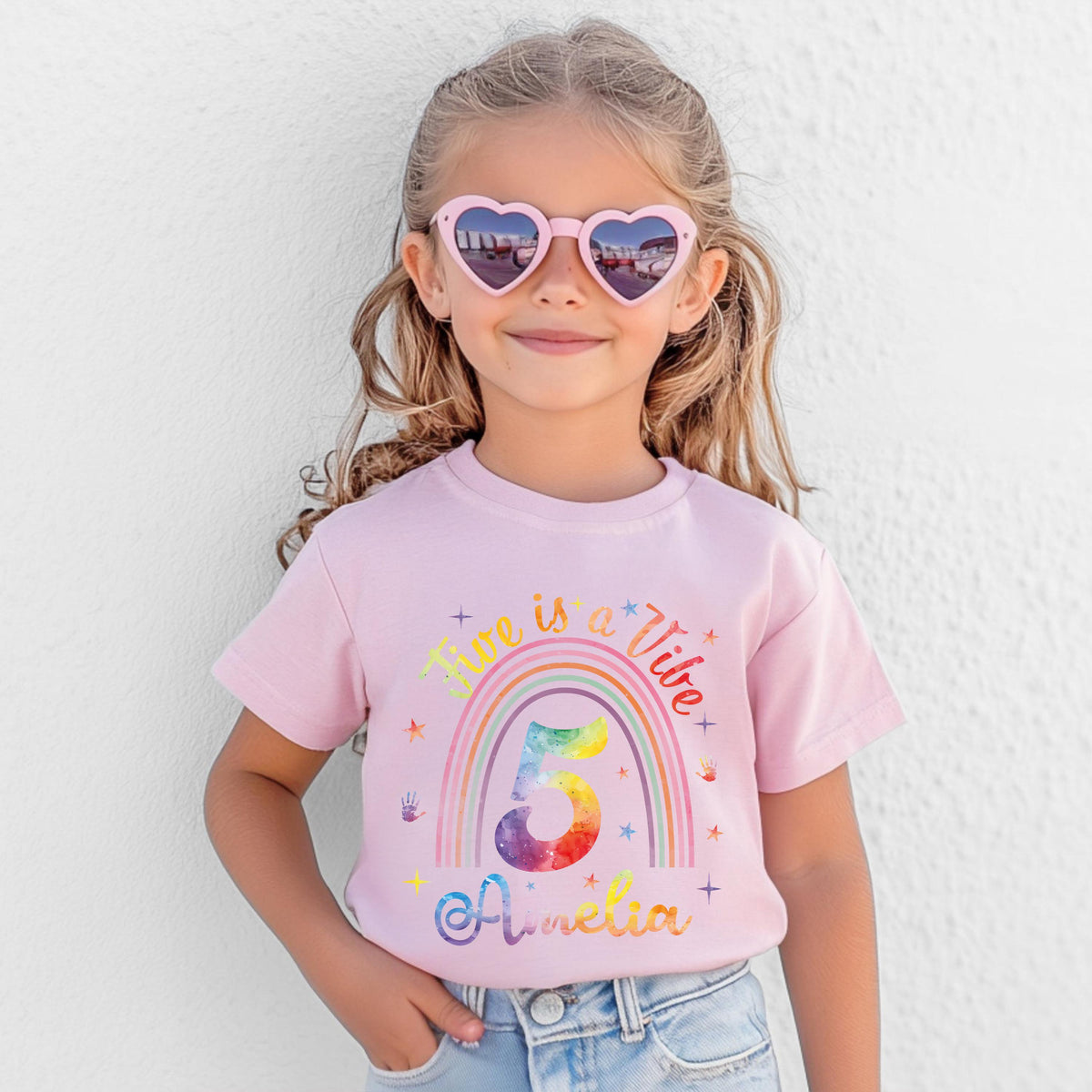 Boho Five is a Vibe Shirt, Five Year Old Birthday Girl Tee, 5th Birthday Party Gift