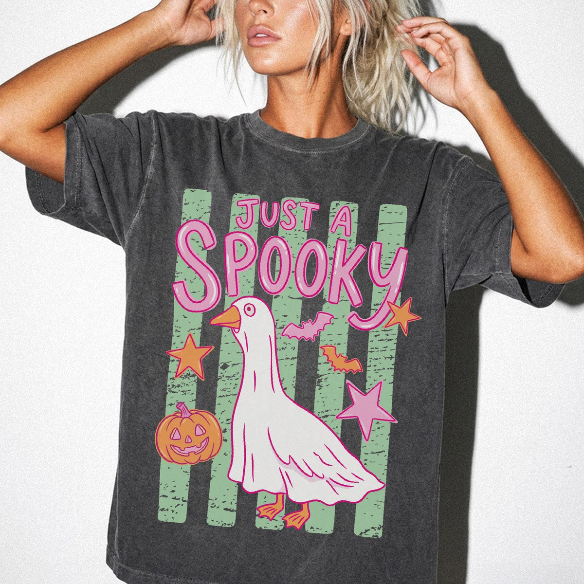 Just A Spooky Goose Comfort Colors® Shirt, Halloween Goose T-Shirt, Spooky Season Tee, Fall Goose Shirt