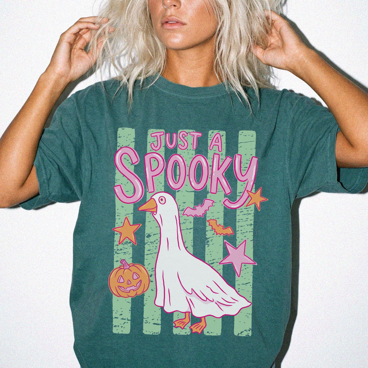 Just A Spooky Goose Comfort Colors® Shirt, Halloween Goose T-Shirt, Spooky Season Tee, Fall Goose Shirt