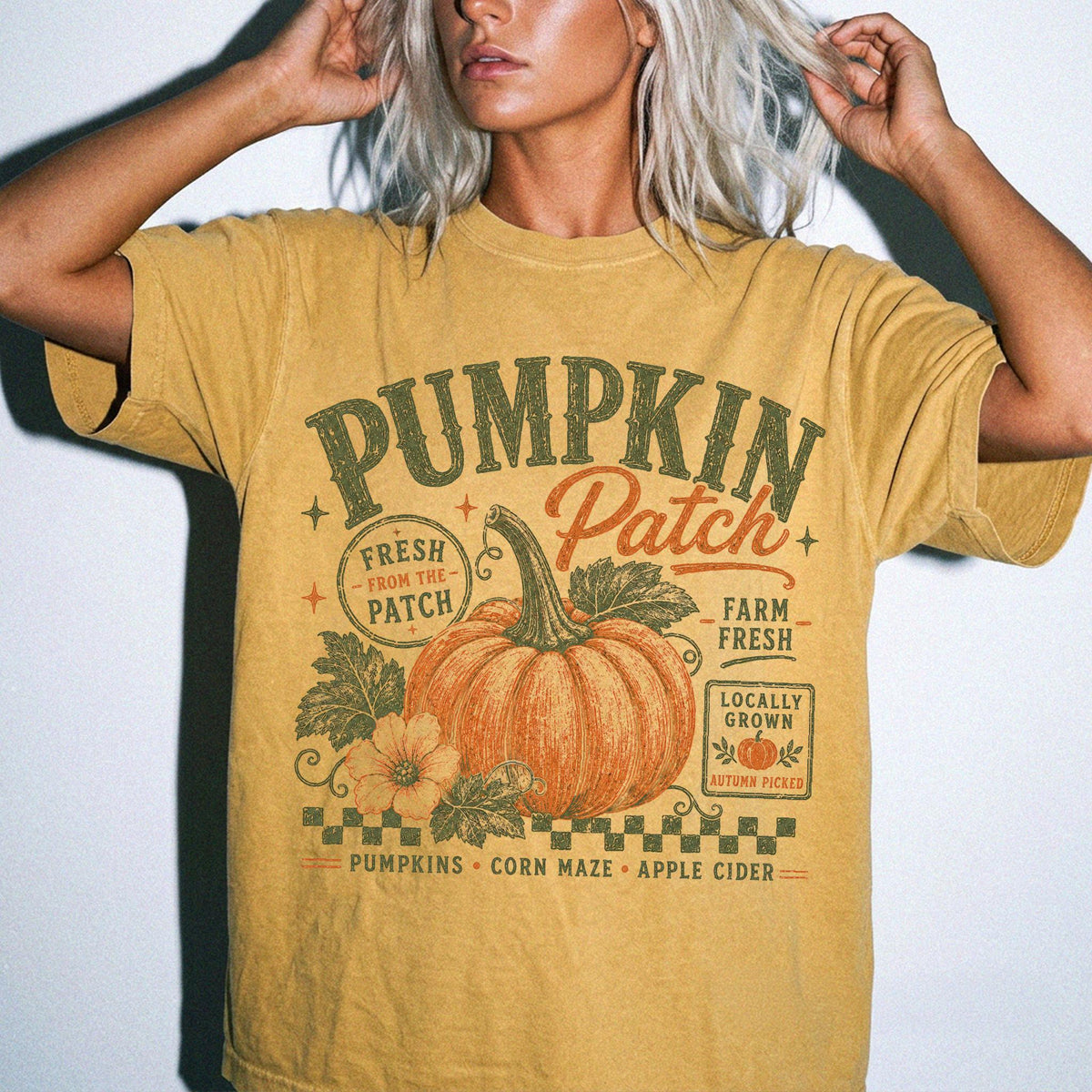 Pumpkin Patch Comfort Colors® Shirt, Farm Fresh Pumpkin T-Shirt, Fall Harvest Tee, Autumn Farm Shirt