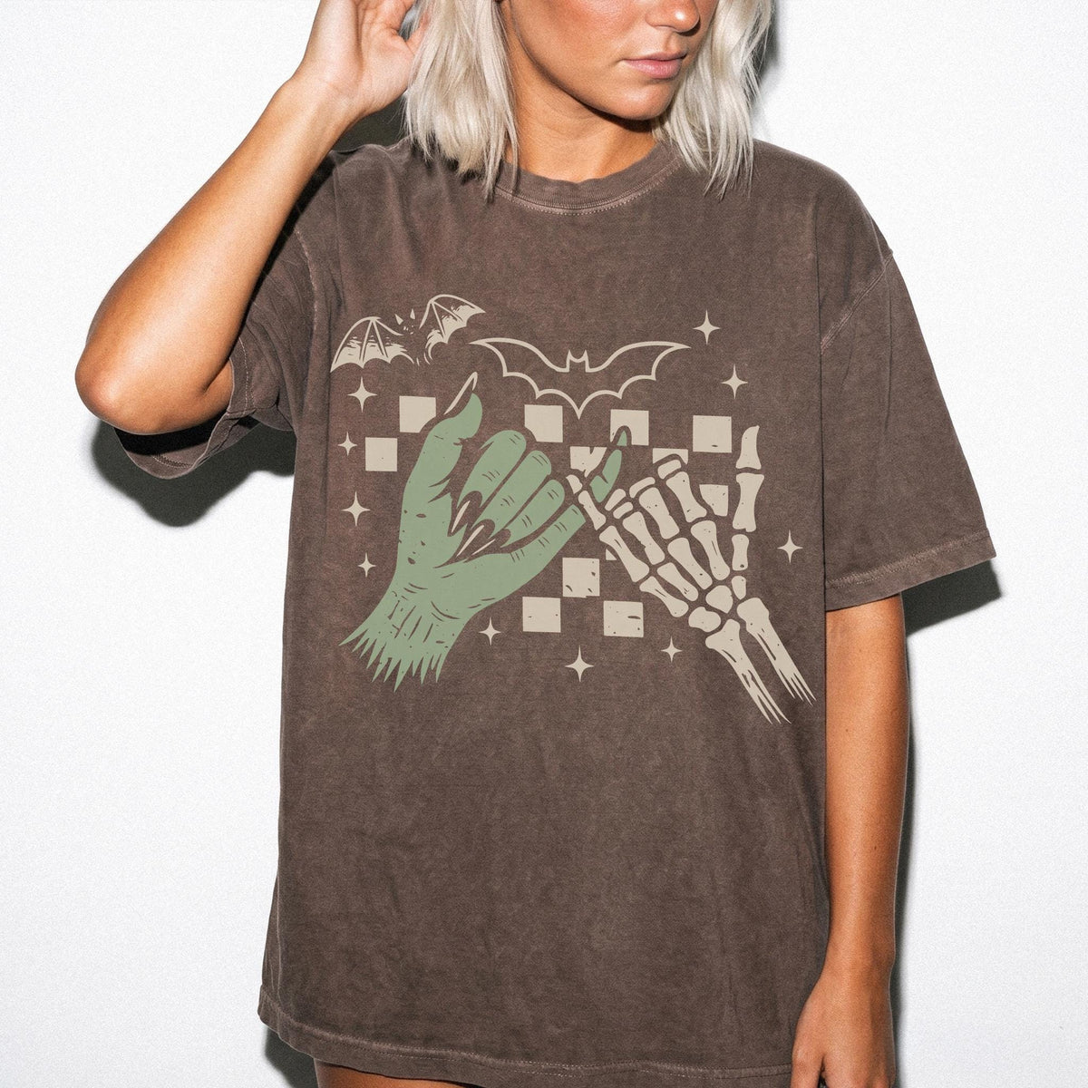 Skeleton Hands Comfort Colors® Shirt, Monster Hand Halloween T-Shirt, Spooky Season Tee, Retro Halloween Shirt