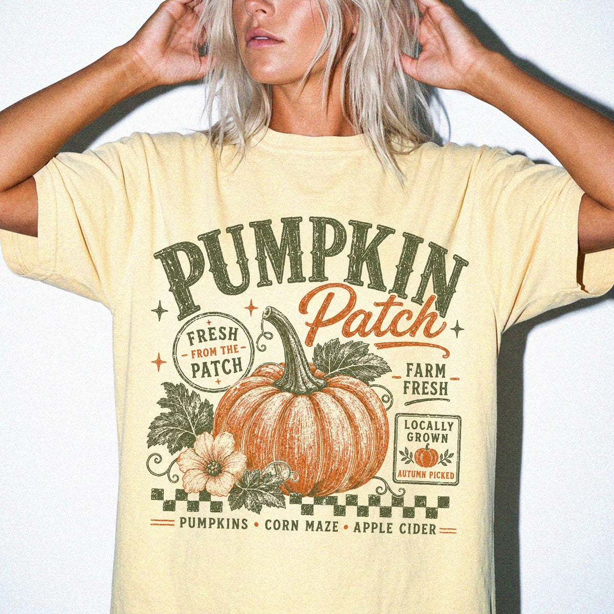 Pumpkin Patch Comfort Colors® Shirt, Farm Fresh Pumpkin T-Shirt, Fall Harvest Tee, Autumn Farm Shirt
