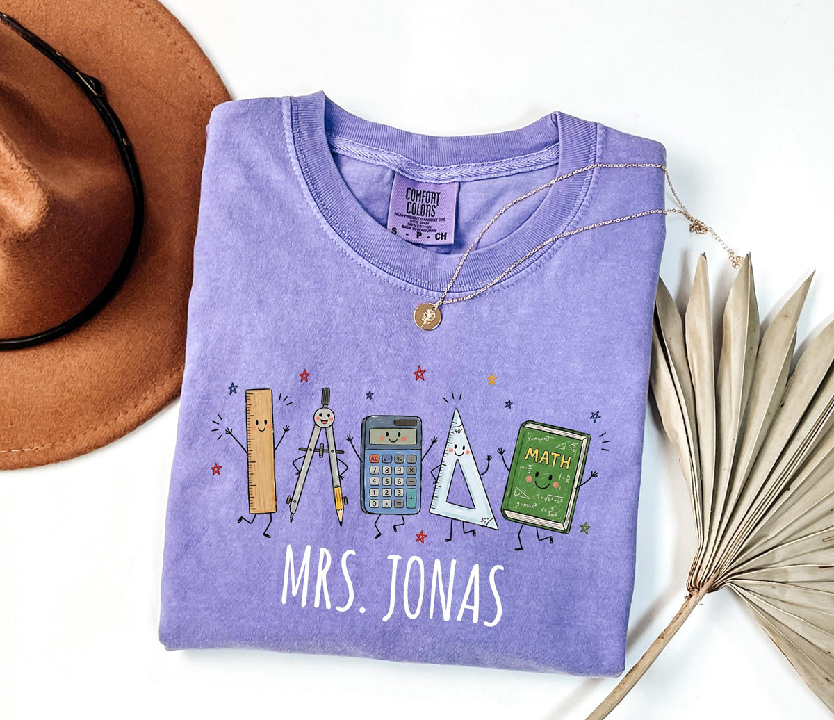 Comfort Colors® Custom Math Teacher T-Shirt, Back to School Tee, Teacher Appreciation Gift