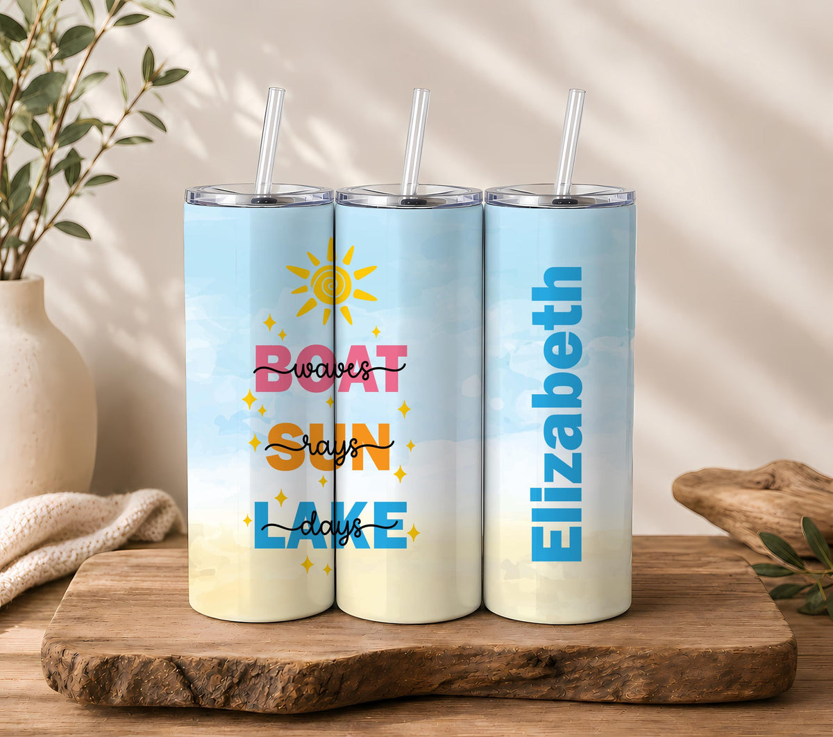 Custom Name Tumbler, Boat Life Beach Lover Insulated Cup, Lake Days Stay Salty