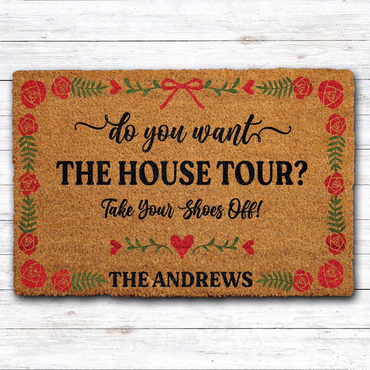 Custom Family Name Take Your Shoes Off Doormat, Personalized Sarcastic Welcome Mat