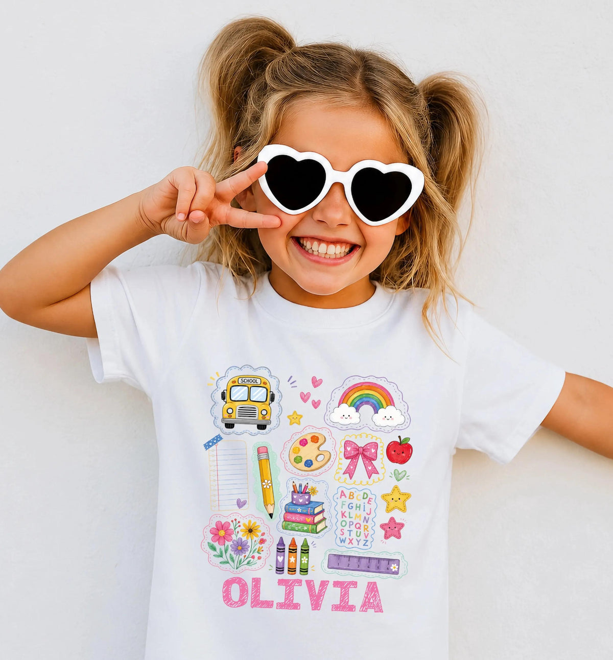 Personalized First Day of School Shirt, Back to School Girls Tee, Kids School Gift Shirts