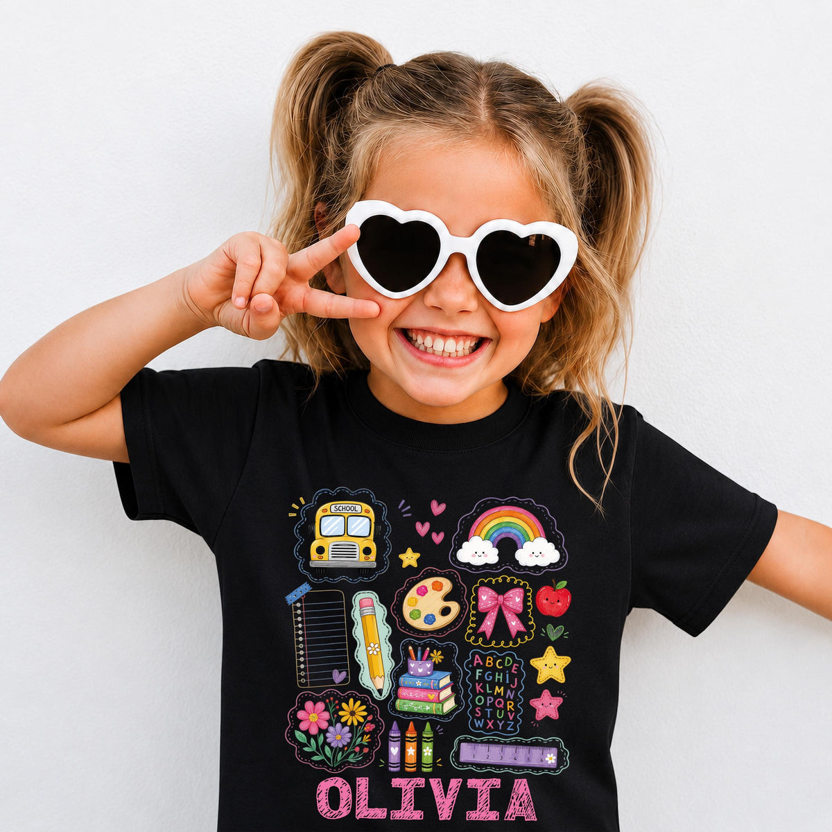 Personalized First Day of School Shirt, Back to School Girls Tee, Kids School Gift Shirts