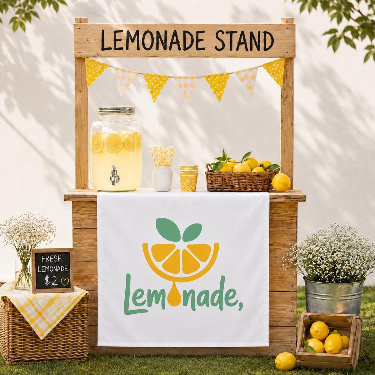 Custom Logo Table Runner Banner, White Vinyl Vendor Booth Sign, Pop Up Decor