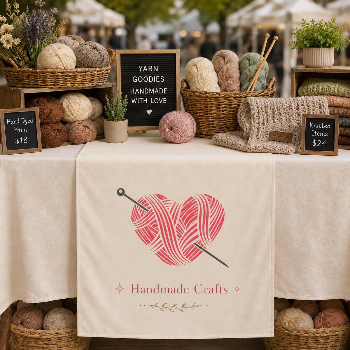 Custom Logo Table Runner Banner, White Vinyl Vendor Booth Sign, Pop Up Decor