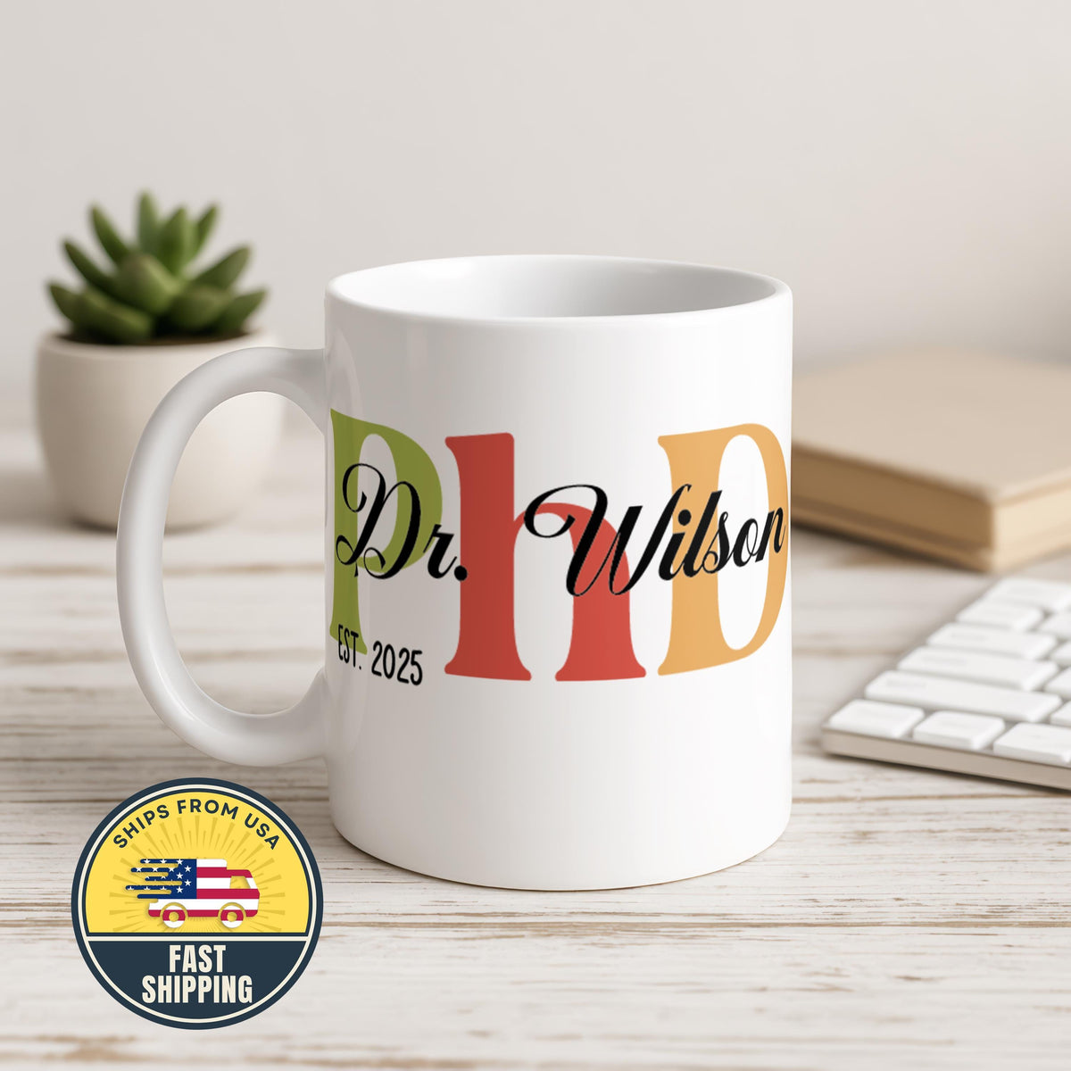 Personalized PhD Graduation Mug, Doctorate Degree Students Grad Gift, Custom Dr Name Coffee Cup