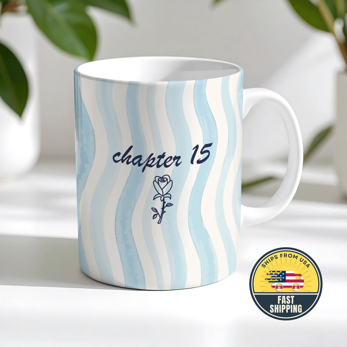 Custom Birth Flower Mug, Book Lover Birthday Gift, Floral Month Chapter 15 Bookish Cup