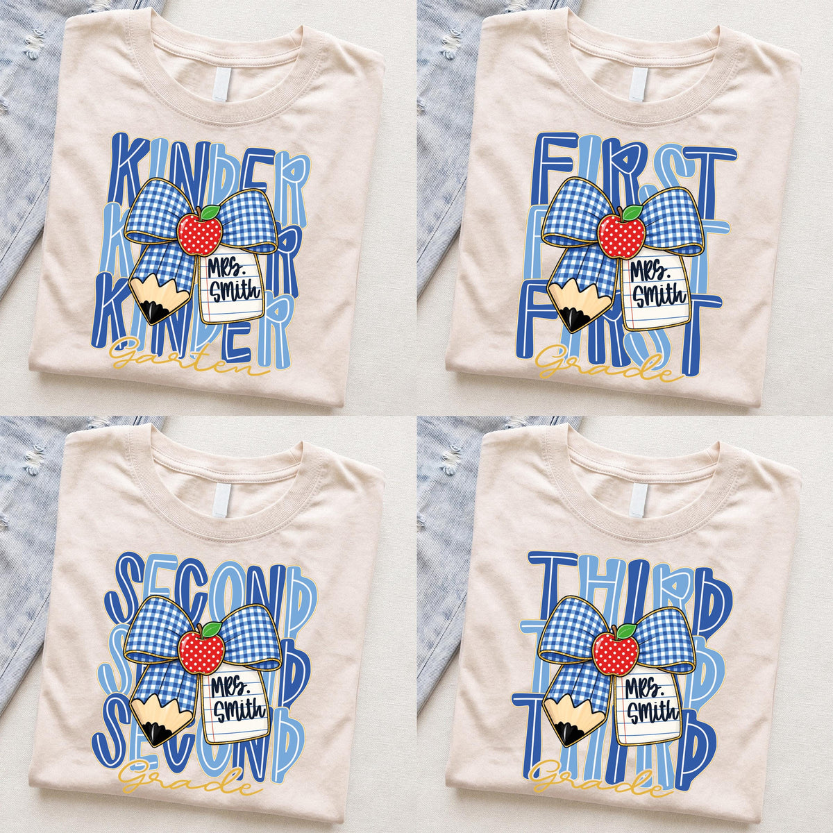 Coquette Bow Grade Level T-Shirt, Custom Back to School Shirts