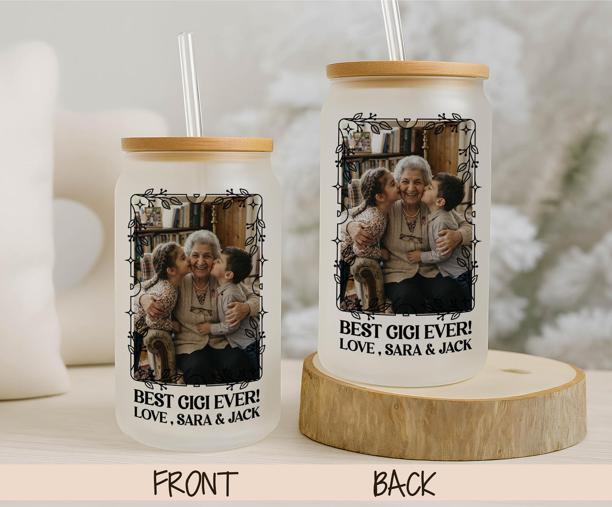 Custom Text and Photo Design Bamboo Lid & Straw Cup Tumbler