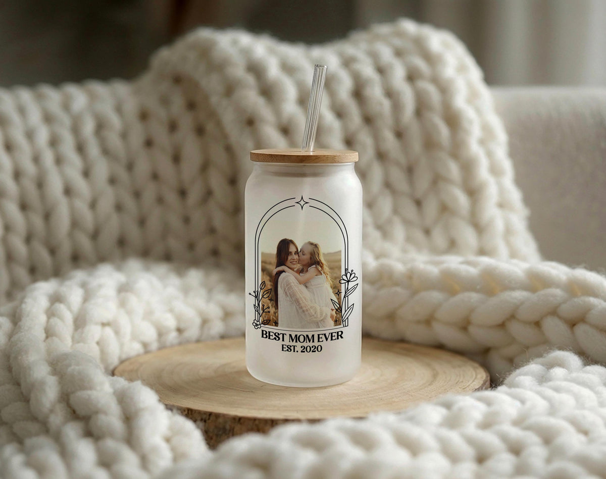Custom Text and Photo Design Bamboo Lid & Straw Cup Tumbler
