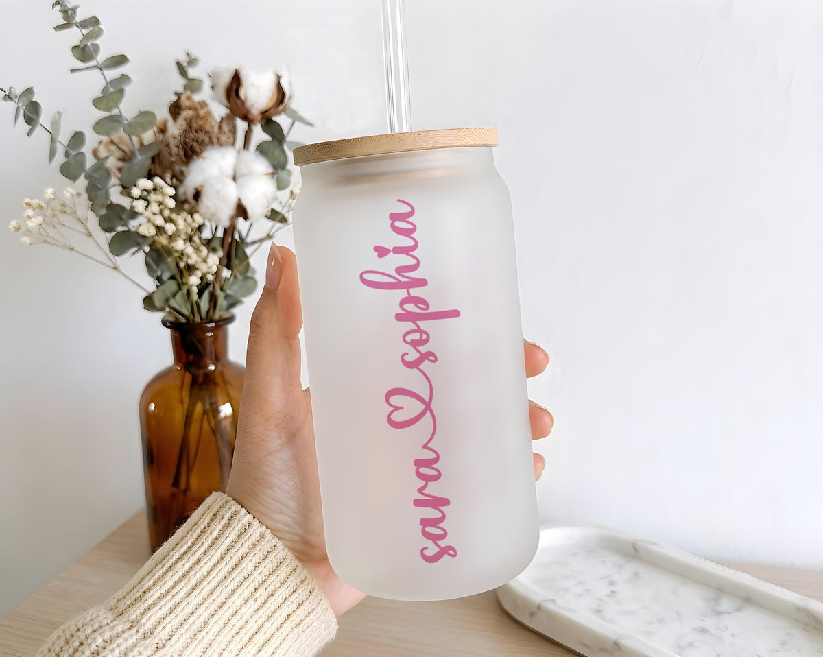 Custom Name Glass Tumbler, Sister I’d Walk Through Fire For You Cup
