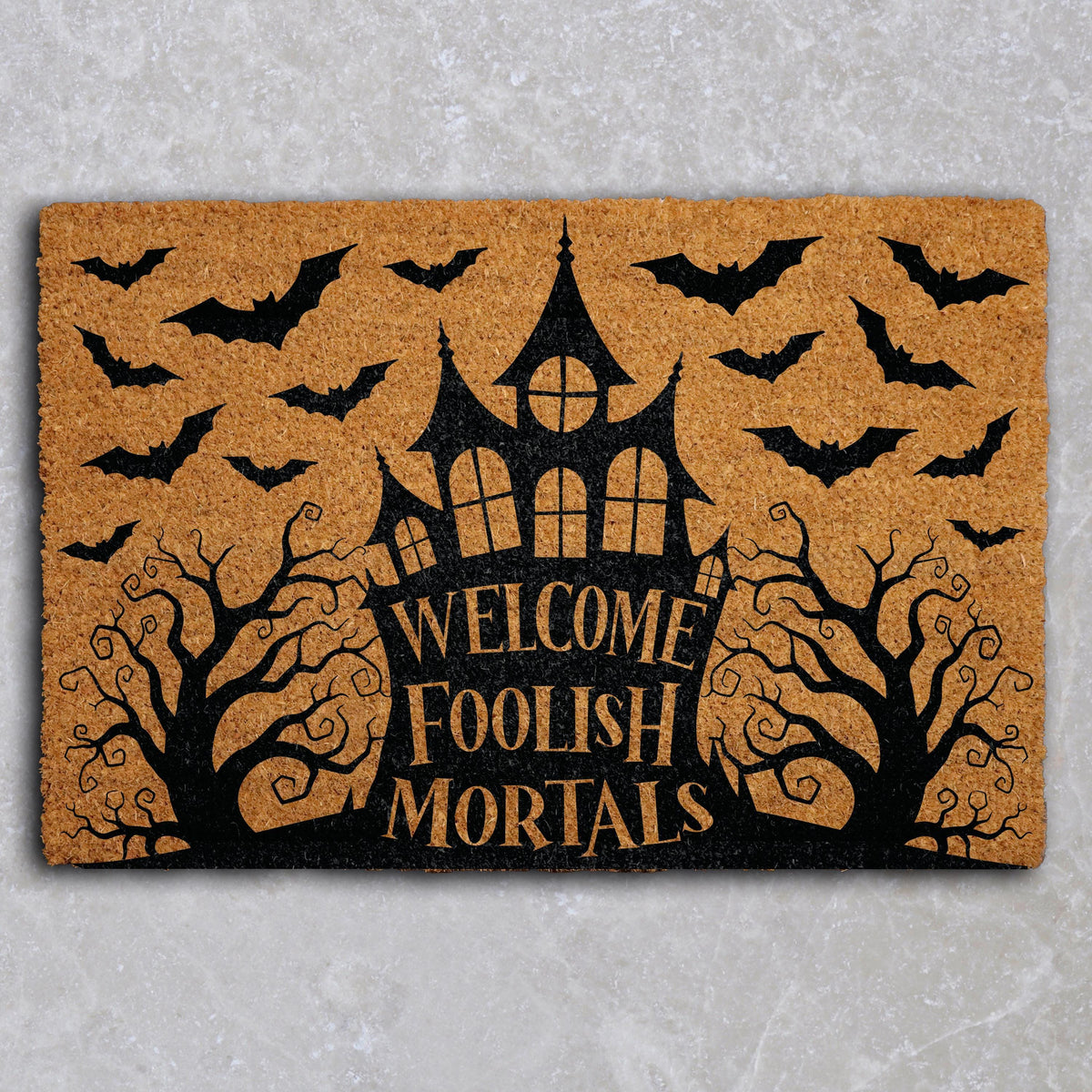 Welcome Foolish Mortals Doormat, Haunted Mansion Halloween Welcome Mat