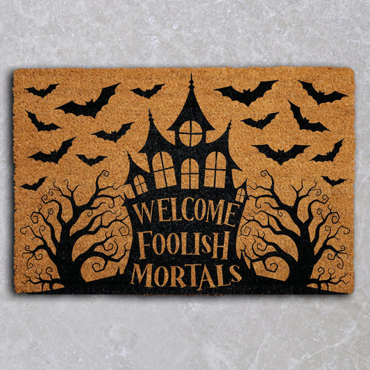Welcome Foolish Mortals Doormat, Haunted Mansion Halloween Welcome Mat