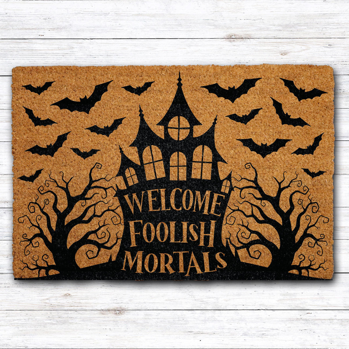 Welcome Foolish Mortals Doormat, Haunted Mansion Halloween Welcome Mat