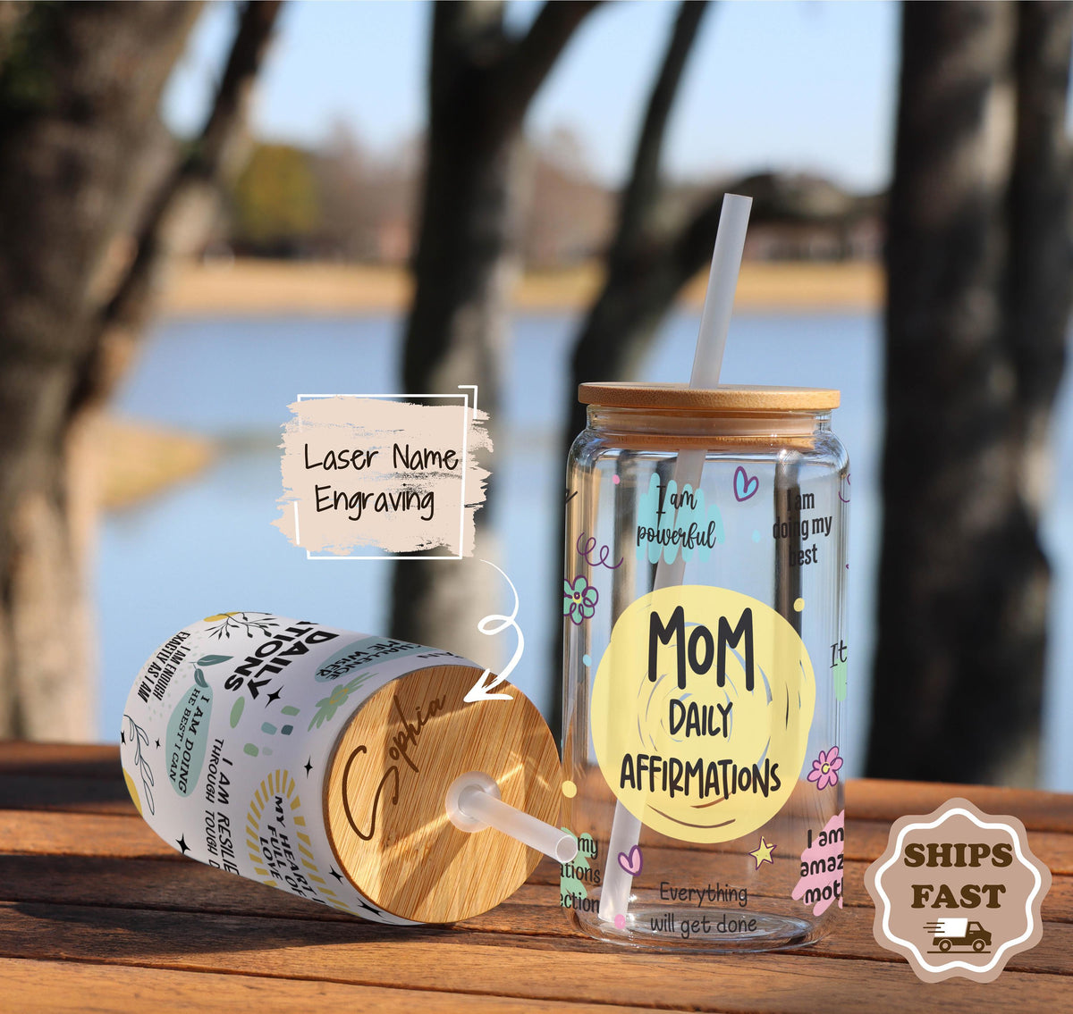 Mom Daily Affirmation Glass Tumbler, Mama Coffee Cup, Mother's Day Gift