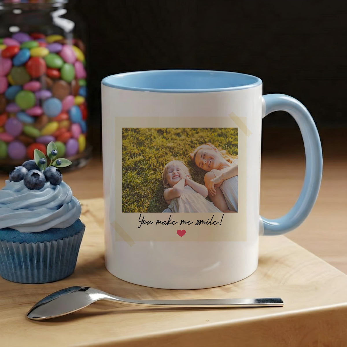 Personalized Vintage Photo Ceramic Mug, Custom Mom and Kids Picture Coffee Cup