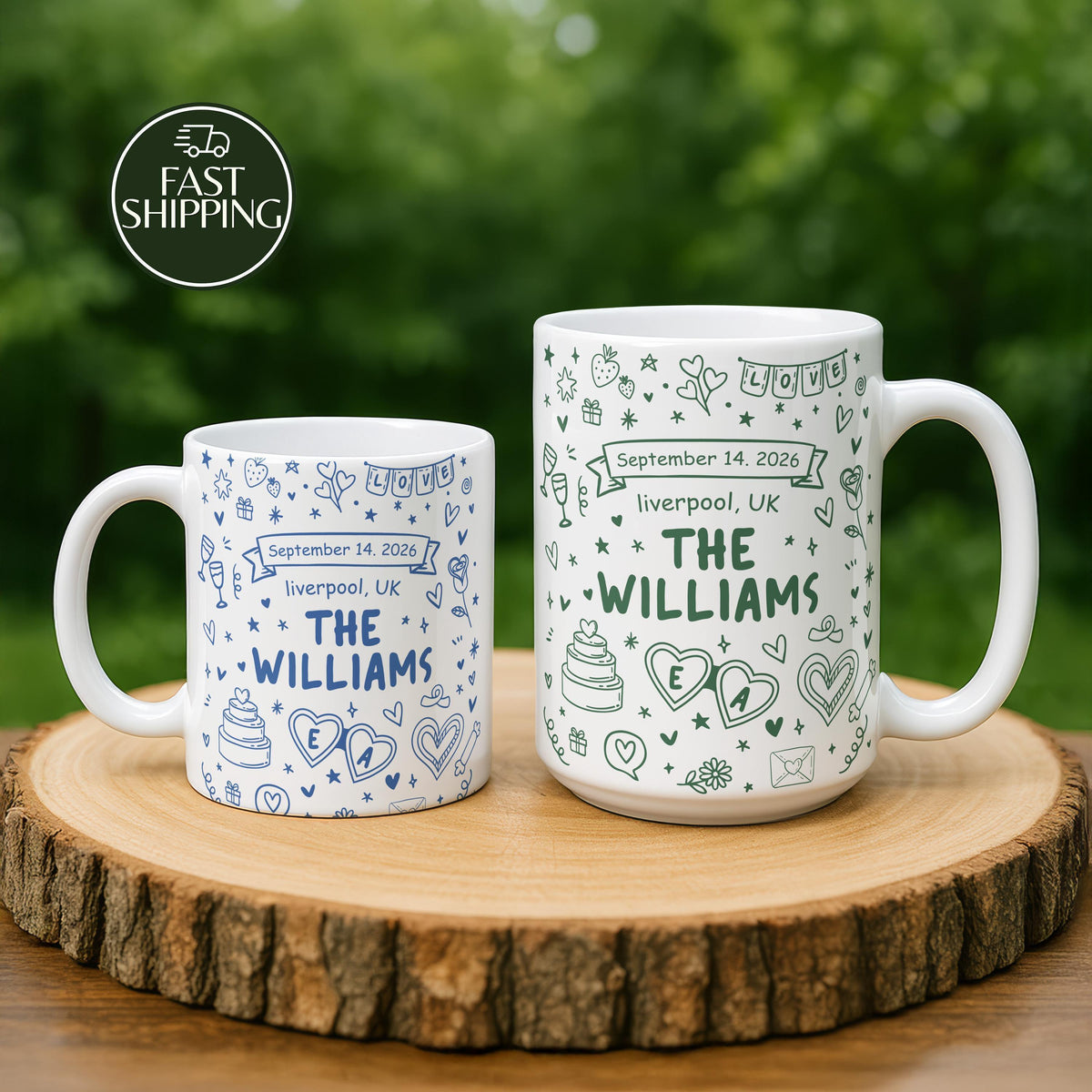 Personalized Family Name - Initial & Date Wedding Cup