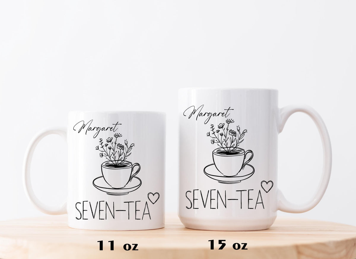 Seven Tea Mug – Custom 70th Birthday Mug, Personalized Gift for 70th Birthday Grandma or Mom