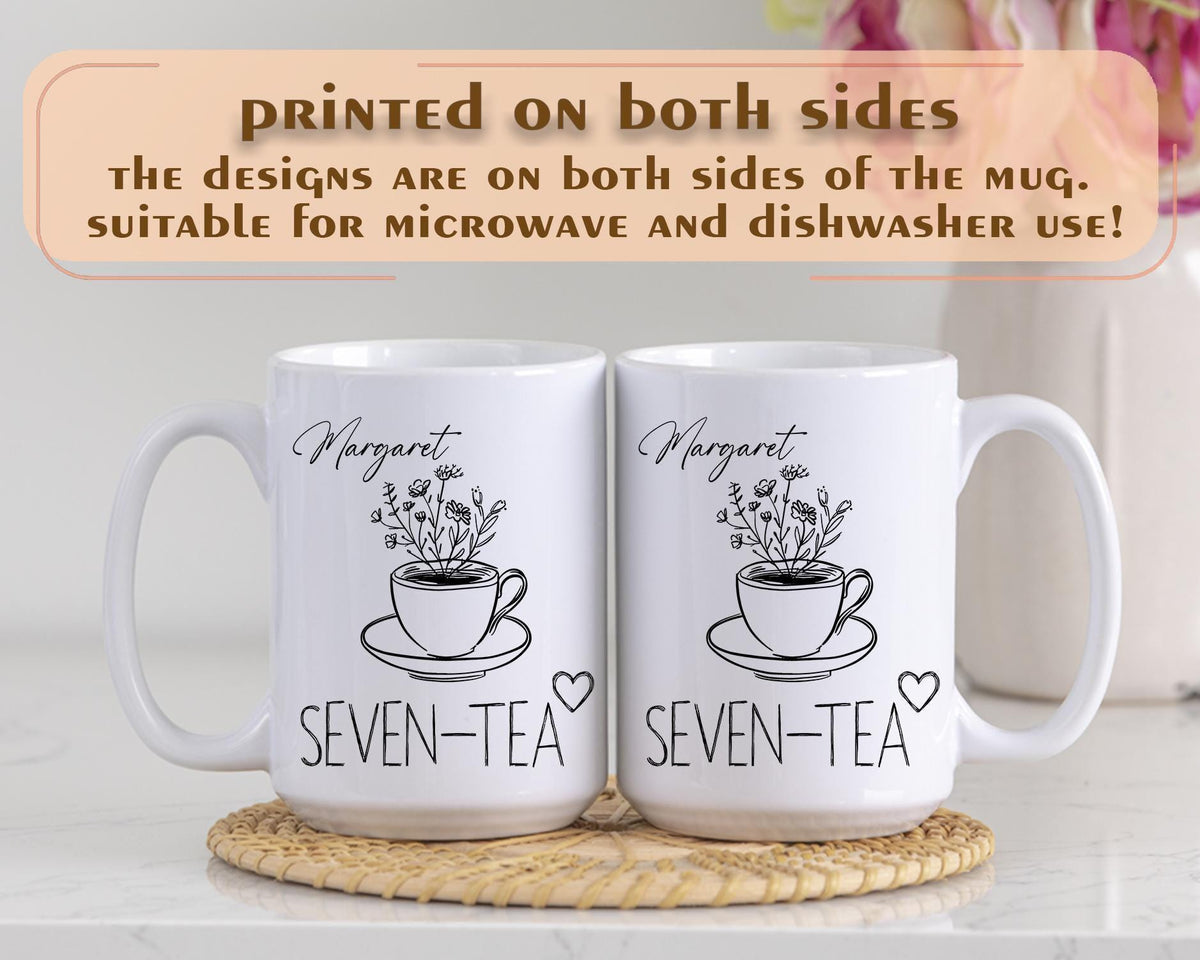 Seven Tea Mug – Custom 70th Birthday Mug, Personalized Gift for 70th Birthday Grandma or Mom