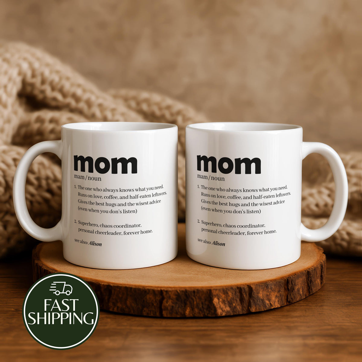 Personalized Mom Definition Ceramic Mug, Heartwarming Mom Quote Coffee Cup, Office Mug for Mom