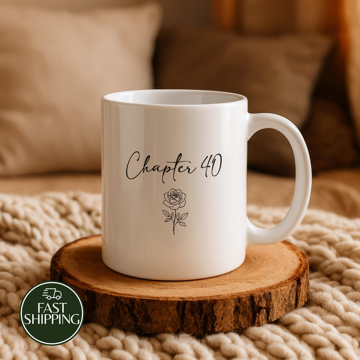 Personalized Chapter Birthday Ceramic Cup, Custom Birth Flower Design Coffee Mug