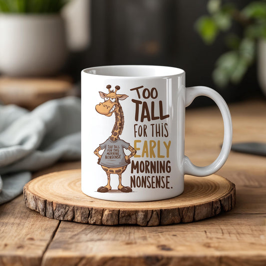 Too Tall for This Early Morning Nonsense Mug – Funny Giraffe Themed Coffee Cup