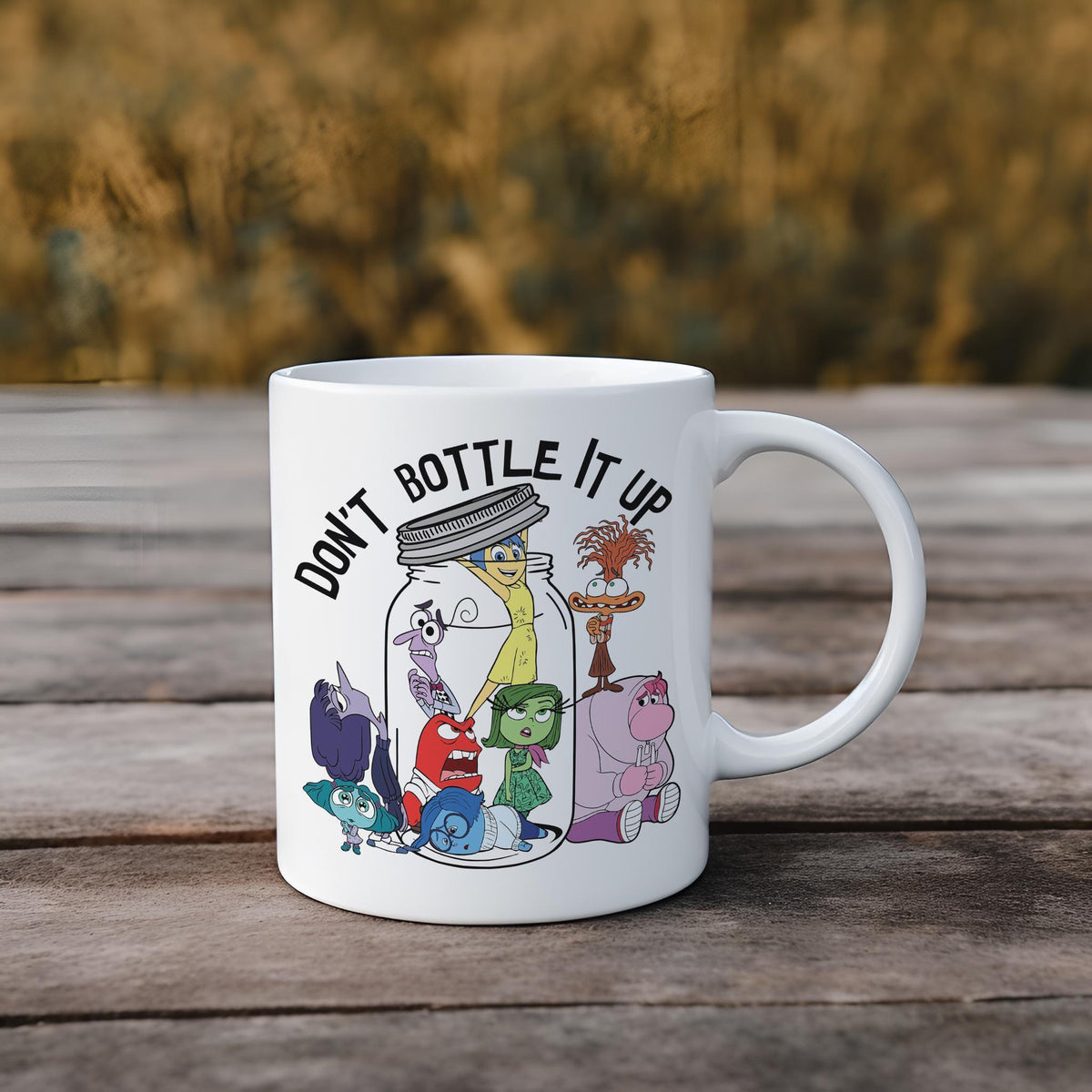 Don't Bottle It Up Funny Emotions Mug, Colorful Feelings Inspired Ceramic Mug