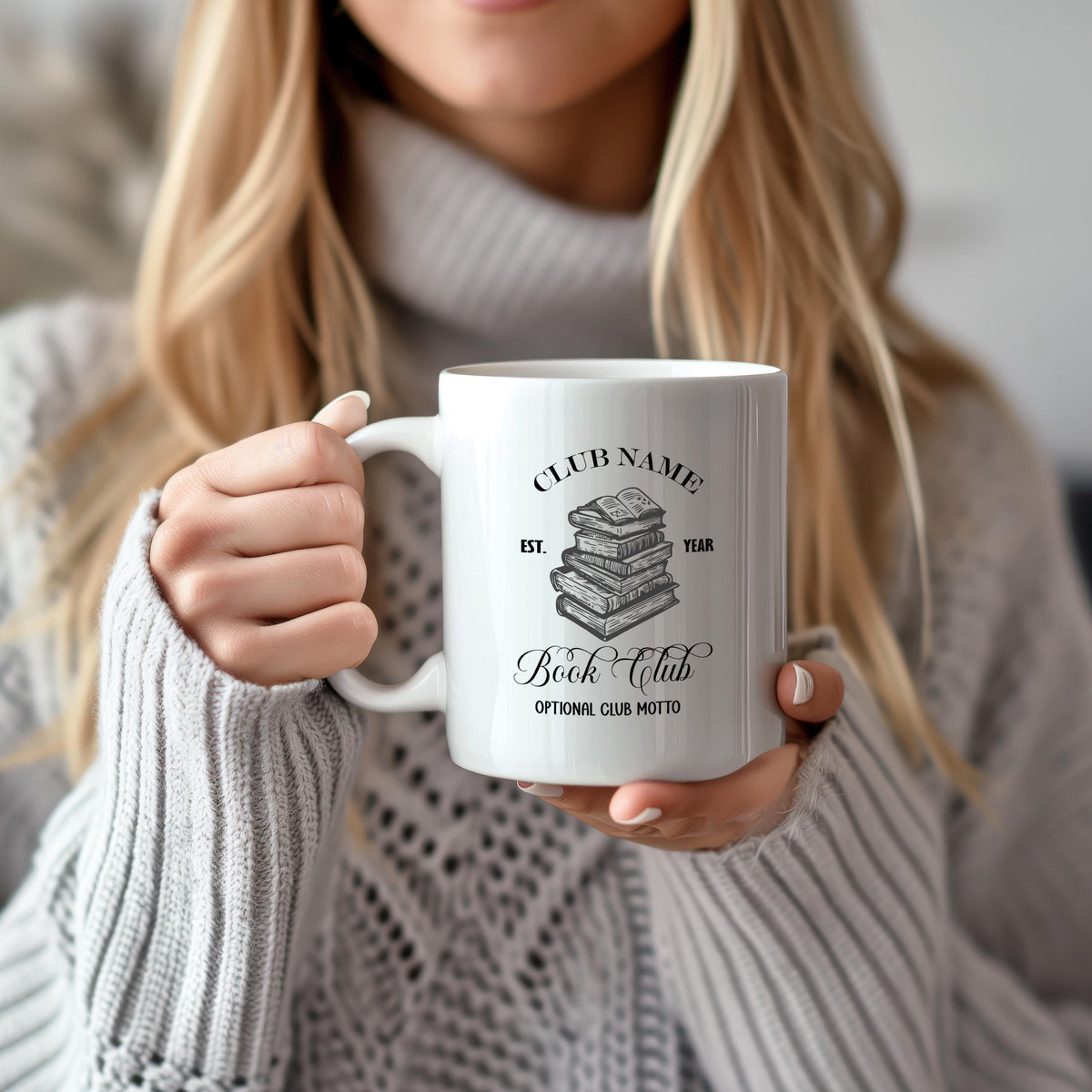 Personalized Book Club Coffee Mug, Custom Club Name & Date Bookish Ceramic Cup