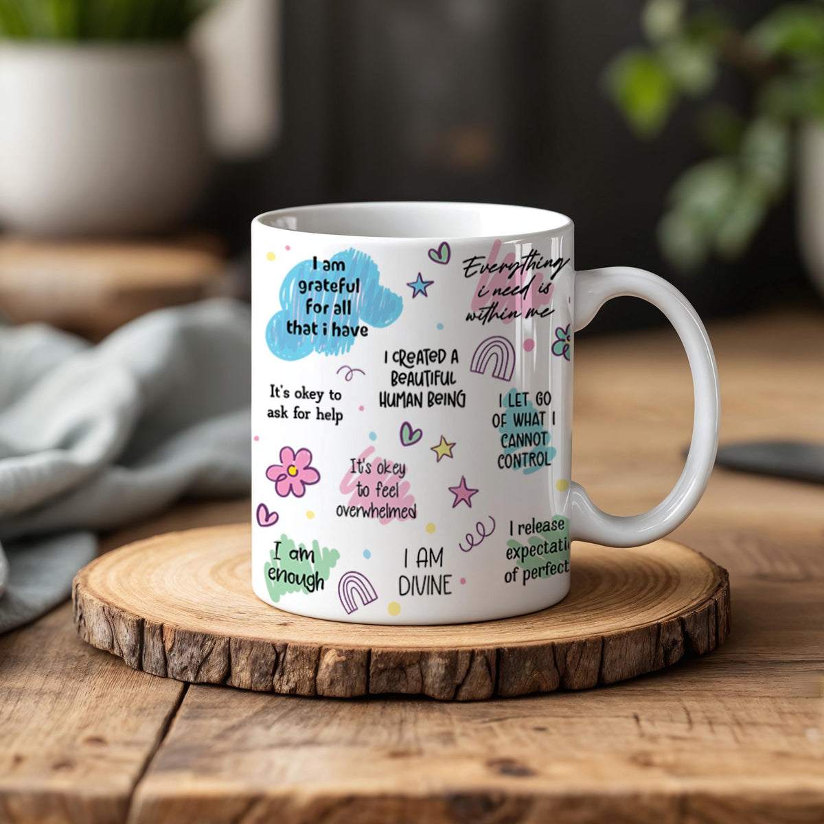 Postpartum Daily Affirmations Mug, New Mom Empowering Ceramic Cup