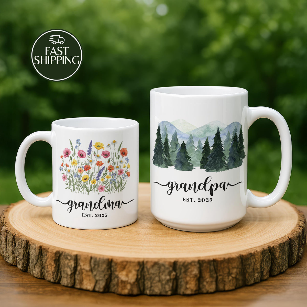Personalized Grandparents Coffee Mug, Custom Est Grandma Grandpa Cup