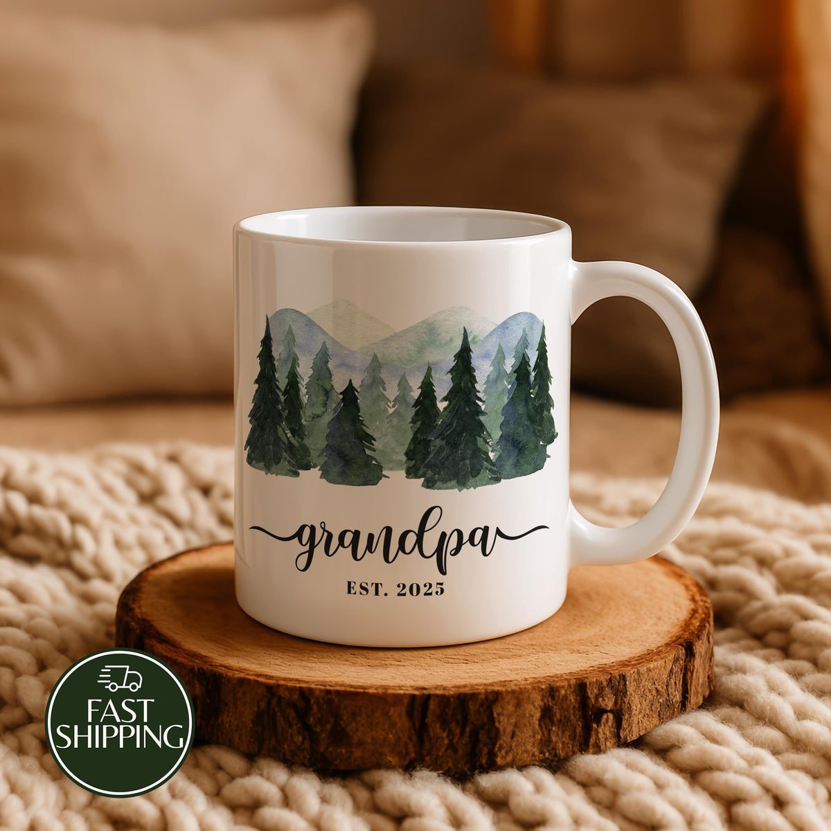 Personalized Grandparents Coffee Mug, Custom Est Grandma Grandpa Cup
