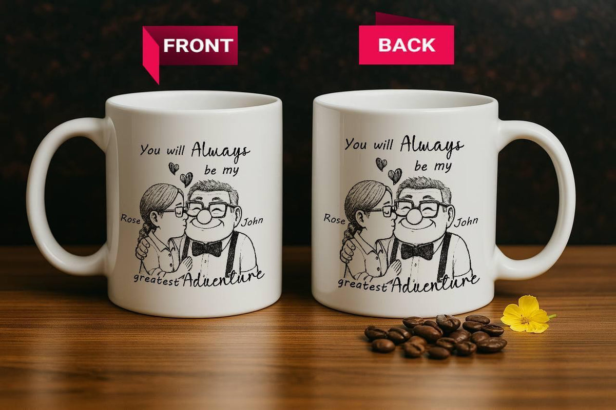 Romantic Movie Inspired Couple Mug, You’re My Greatest Adventure Pottery Mug