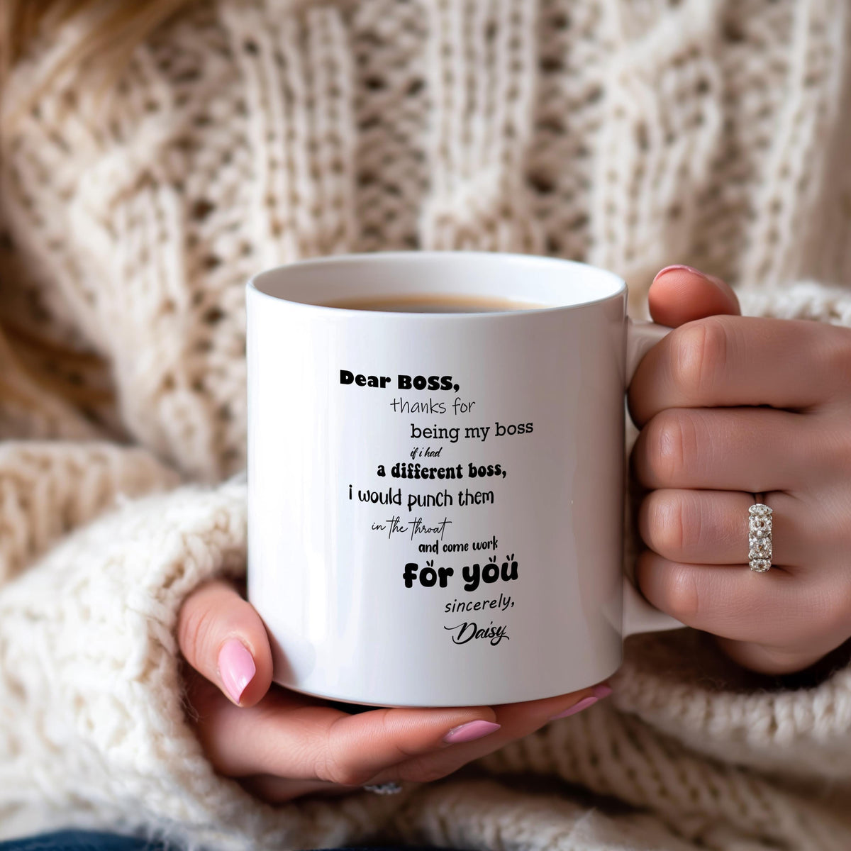 Custom Name Dear Boss Ceramic Cup, Boss Appreciation Coffee Mug, Funny Supervisor Gift